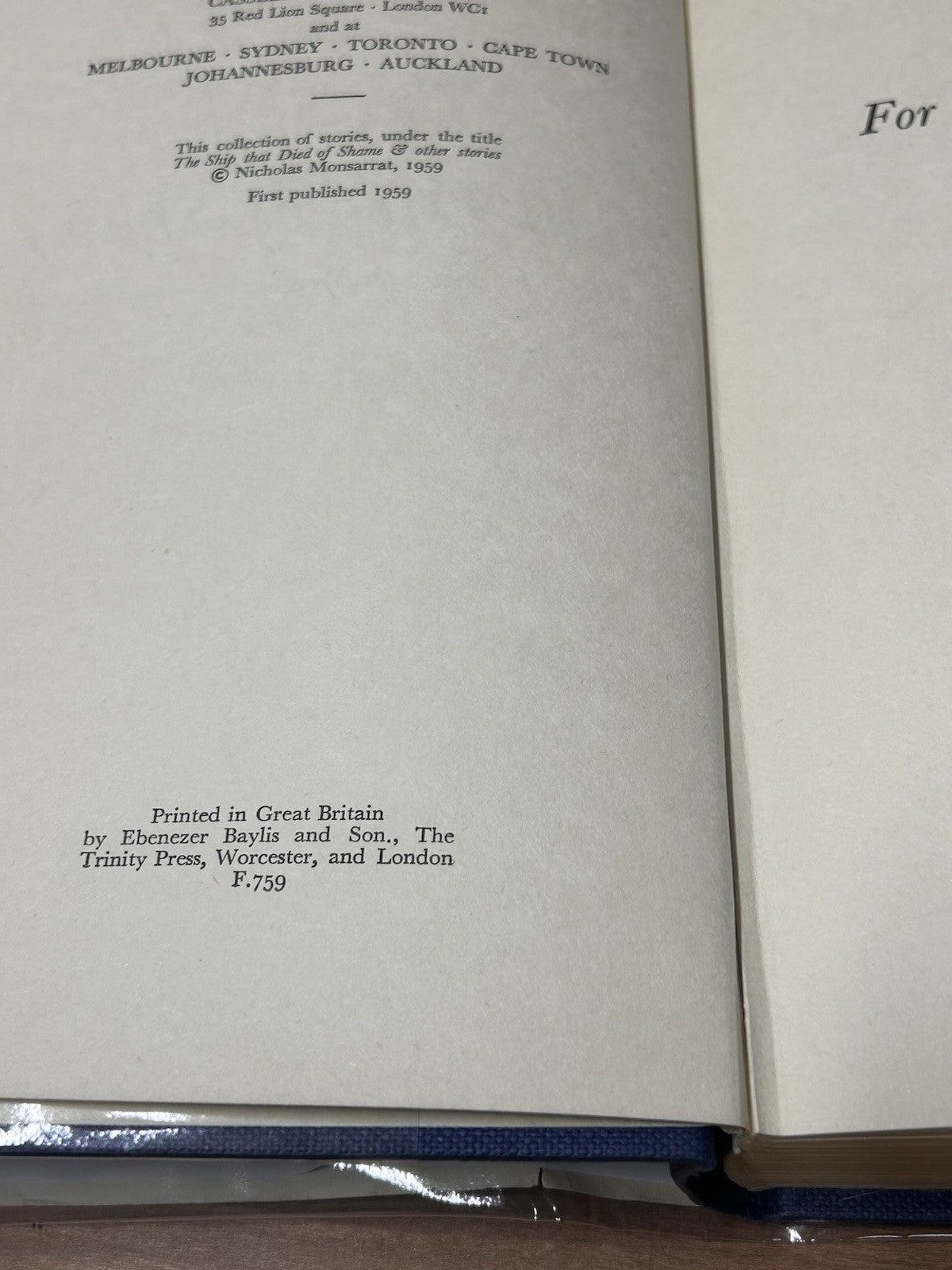 Nicholas Monsarrat The Ship That Died of Shame 1959 1st Ed HC DJ Cassell