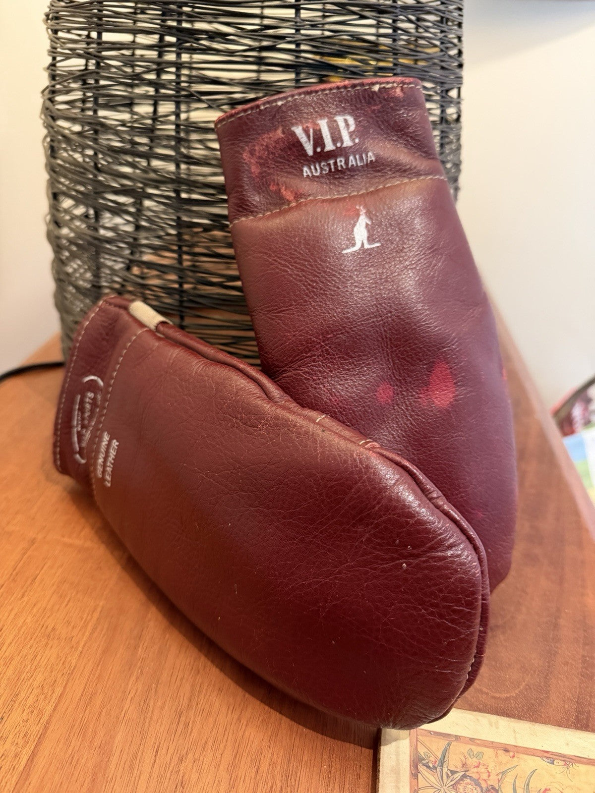 Vintage 1950s 60s VIP Sports Boxing Gloves Made in Australia Leather