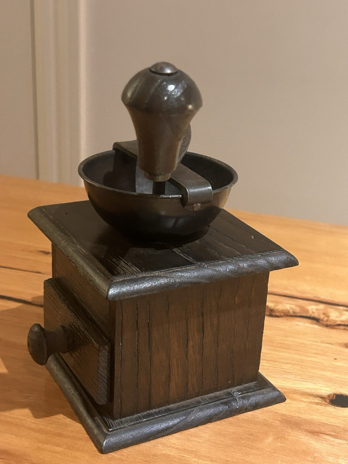 Tre Spade Vintage Coffee Grinder Made Italy Cast Iron Wooden Hand Mill 19cm
