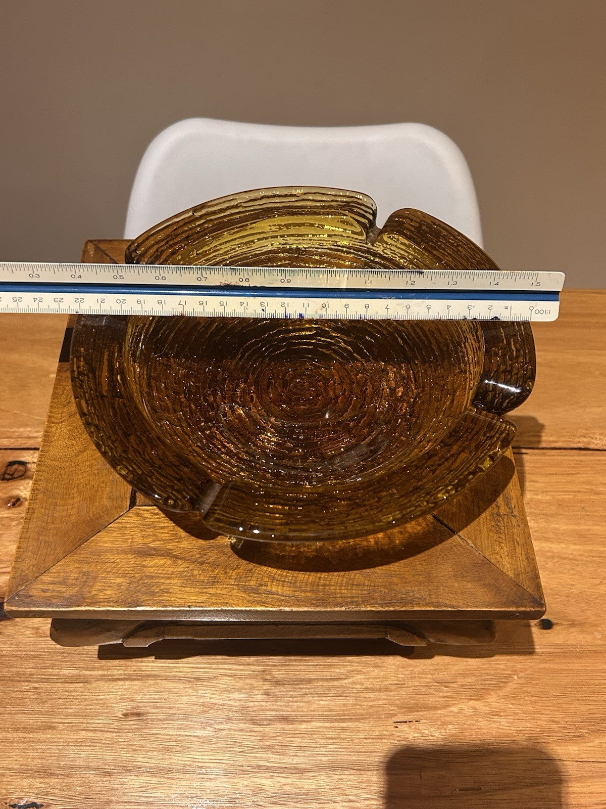 Vintage Anchor Hocking 8.5 Inch Amber Soreno Cigar/Cigarette Ashtray MCM 1960’s