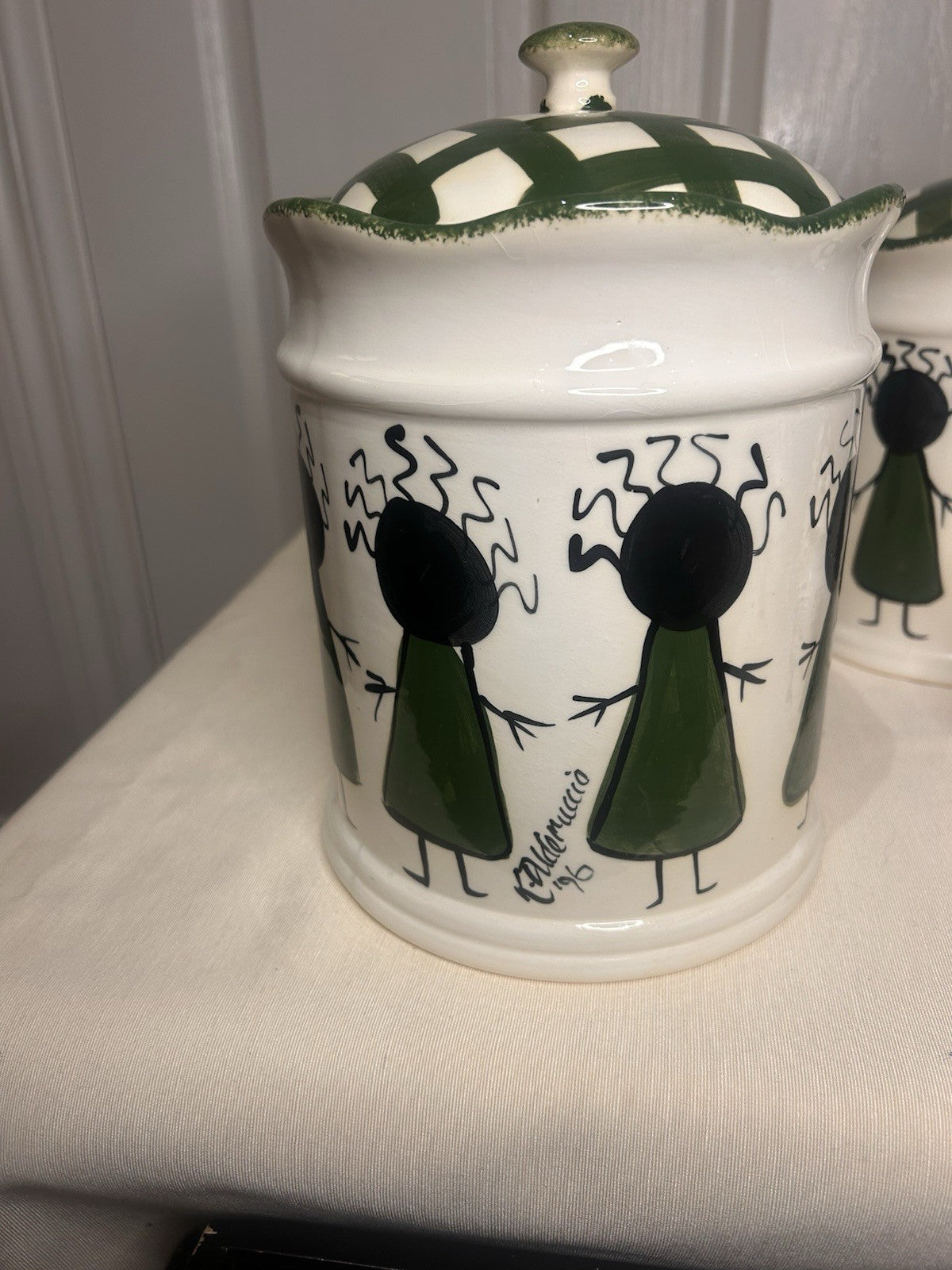 Kerry Alderuccio Hand Painted Canister Set – 6pc Ceramic Kitchen Storage 