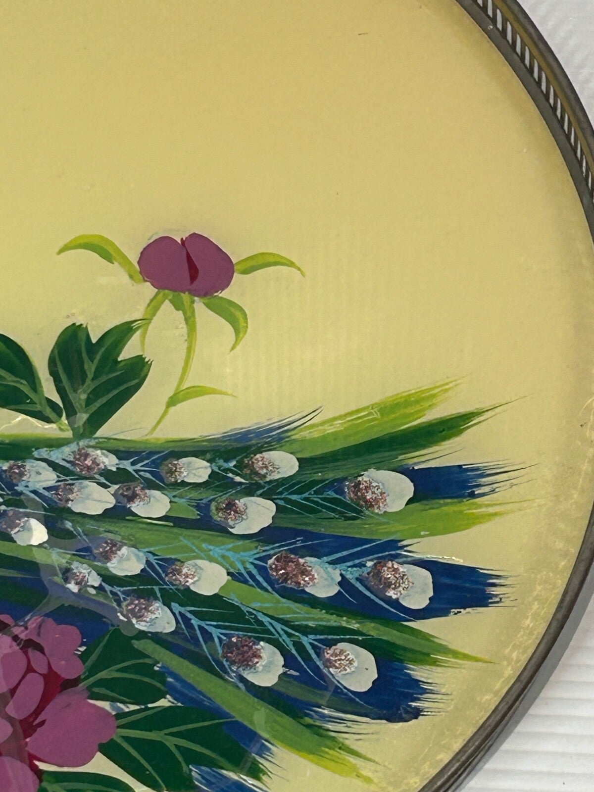 Vintage 1950s Hand-Painted Peacock Tray & 6 Coasters – Made in Japan