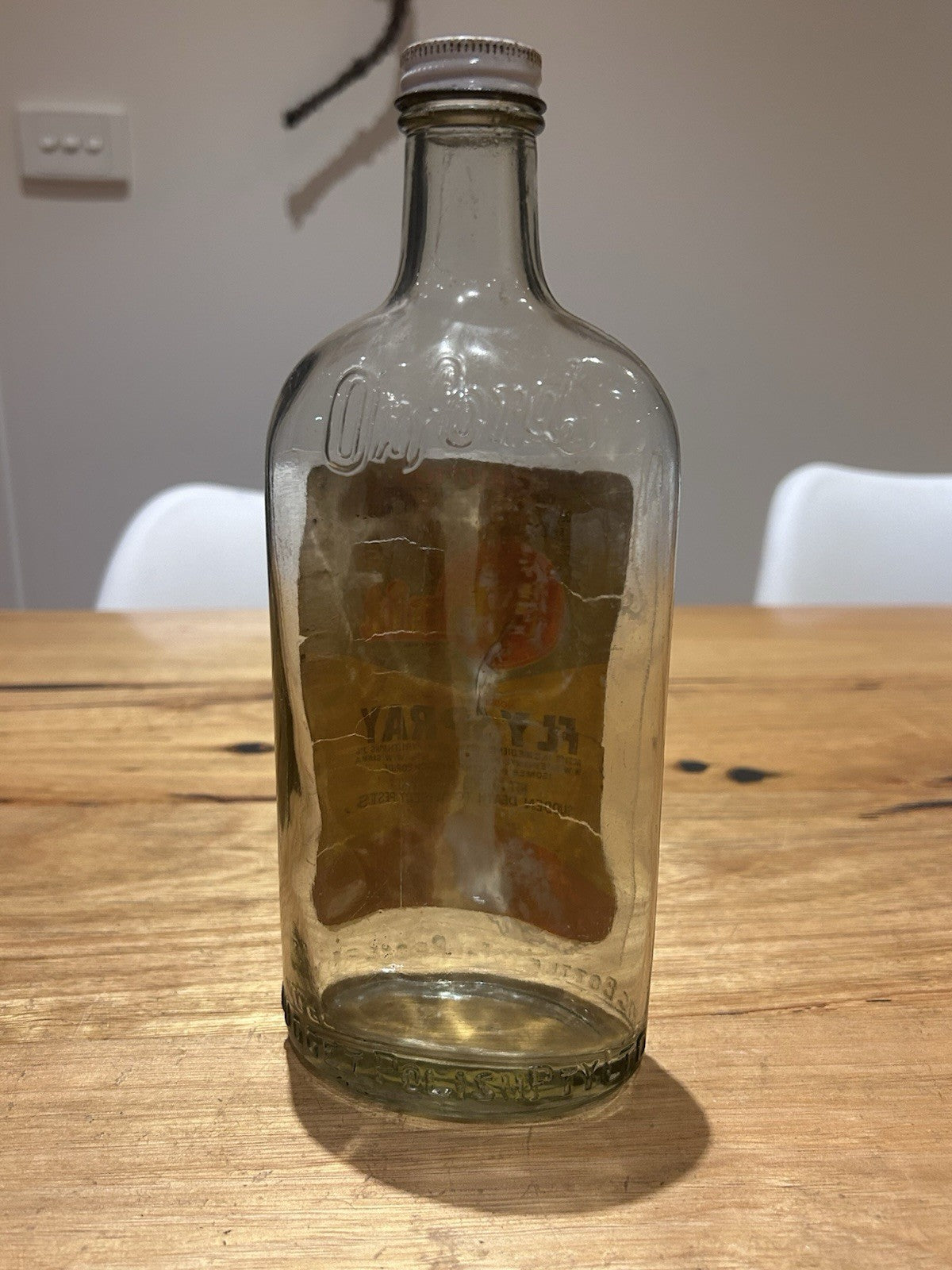 Vintage Minit Fly Spray Bottle Oxford Embossed 1 Imp Pint Insecticide c1950s