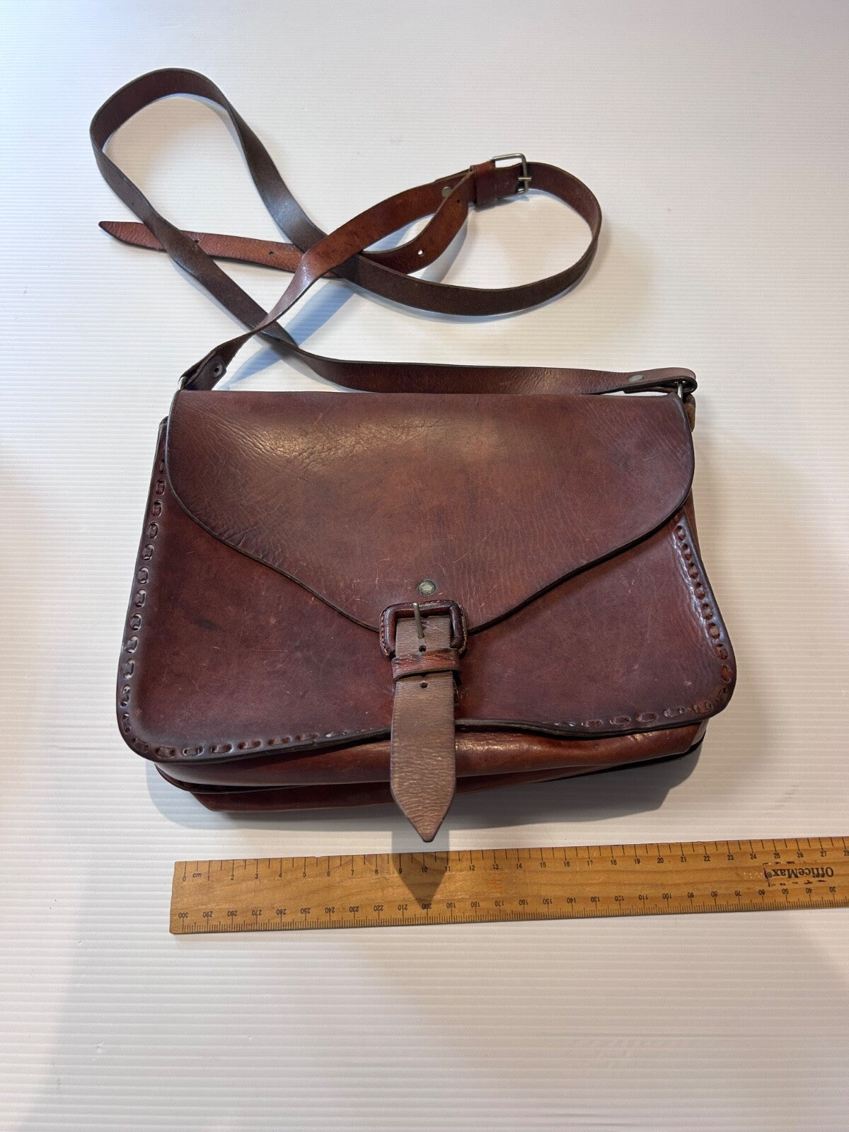 Vintage Handmade Leather Satchel – Rustic Brown Shoulder Bag