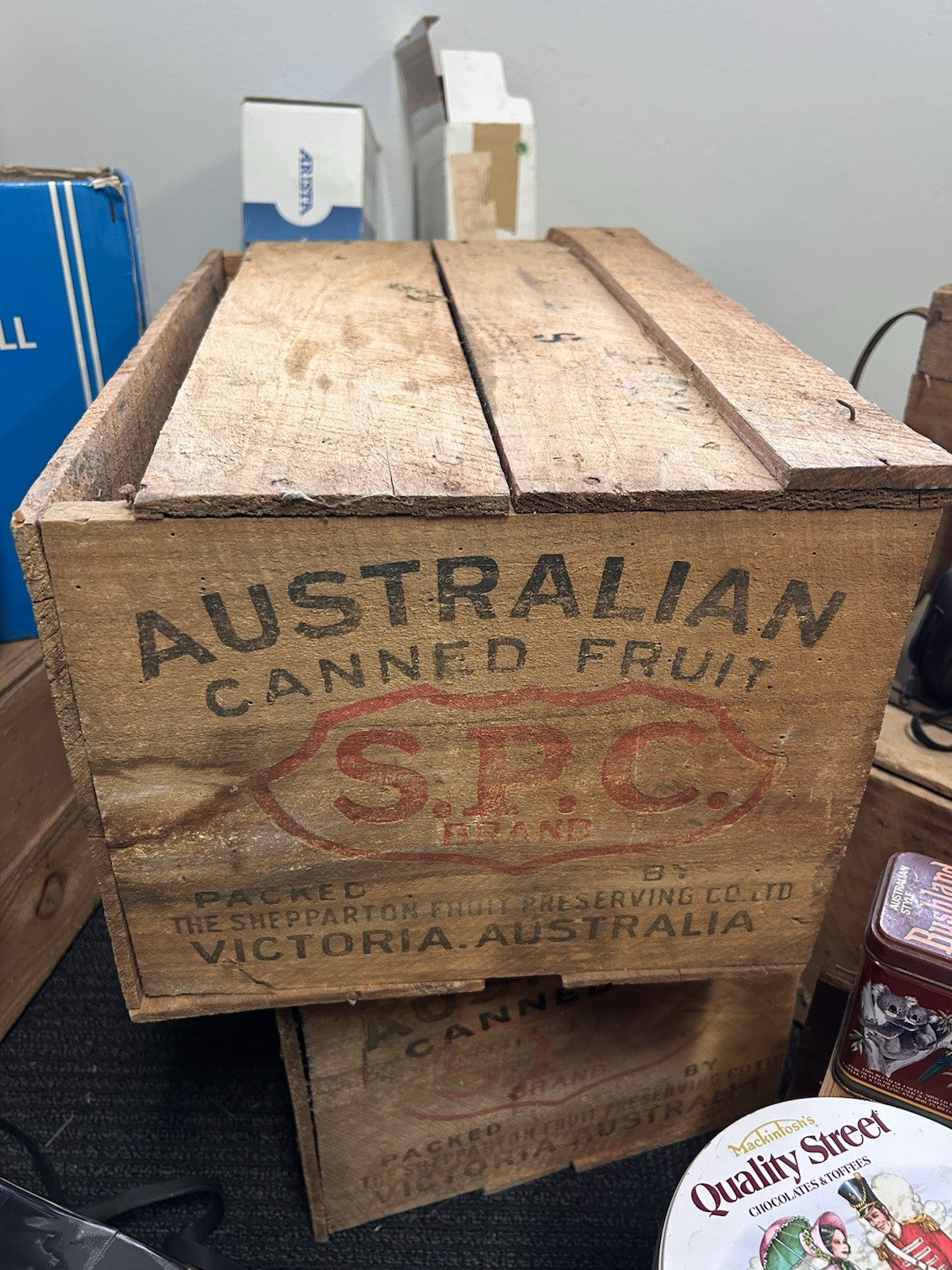 Vintage SPC Australian Canned Fruit Wooden Crate Bartlett Pears Shepparton 