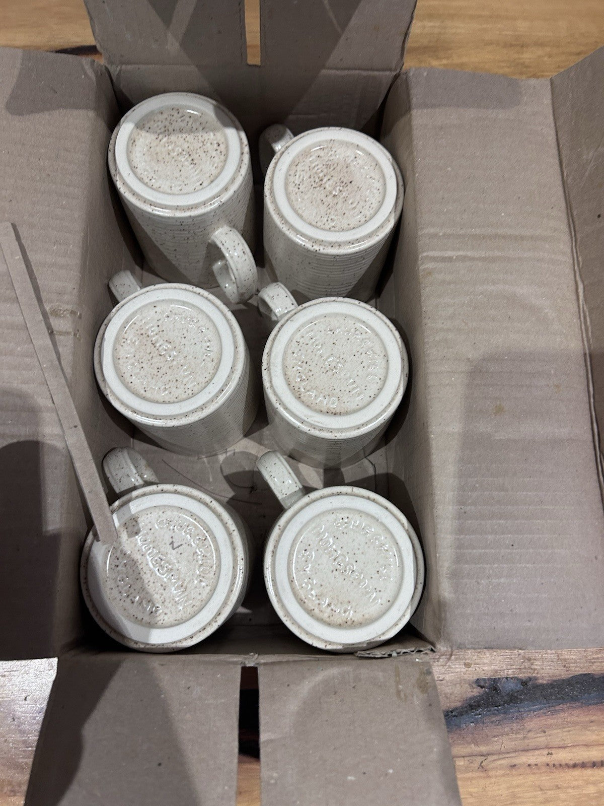 Vintage 1970s Churchill Homespun Stonecast Mugs – Set of 6 in Original Box