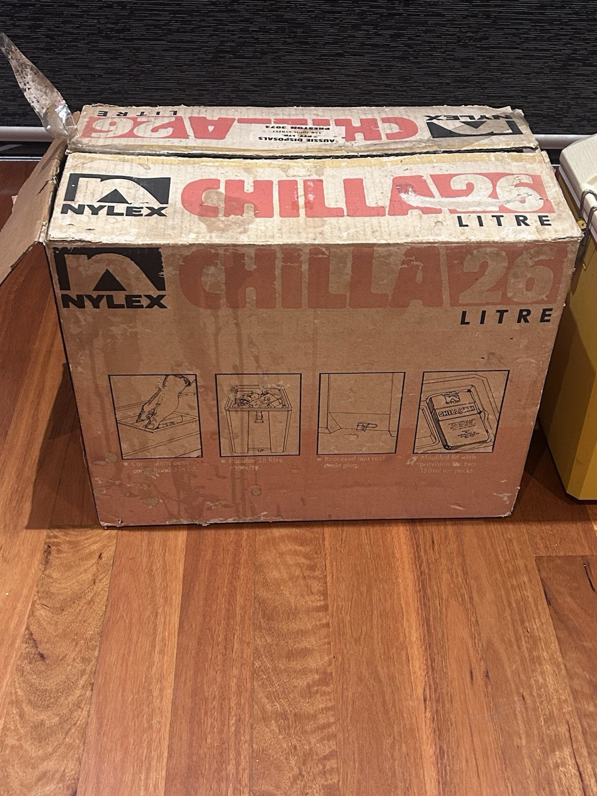 Vintage Nylex Chilla 26 Litre Cooler with Original Box – Yellow Esky With Box