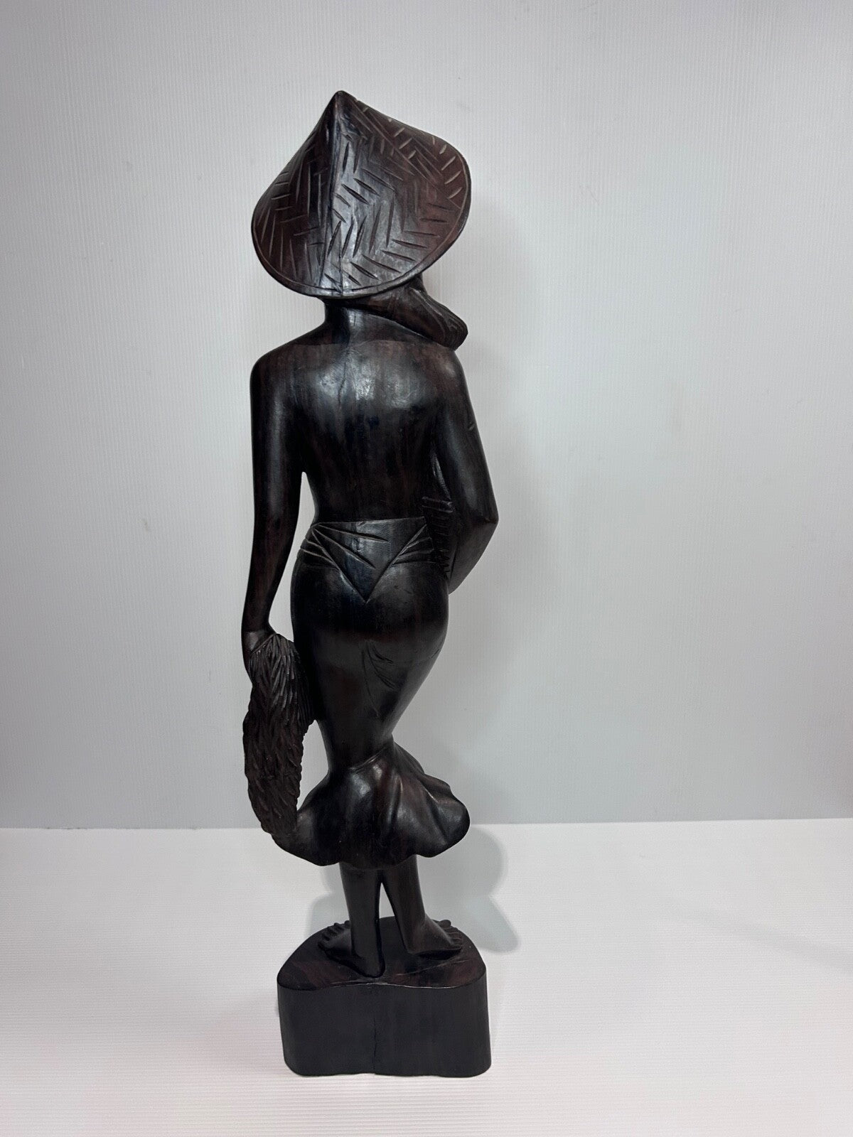Hand-Carved Balinese Wooden Nude Female Figurine – 62cm tall Mid Century