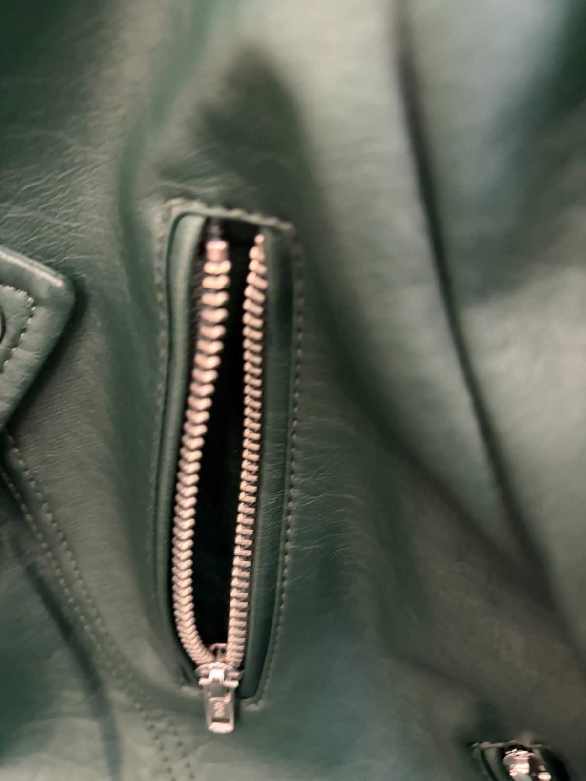 Dotti Womens Forest Green Faux Leather Biker Jacket Size 10 Cropped Zip Up