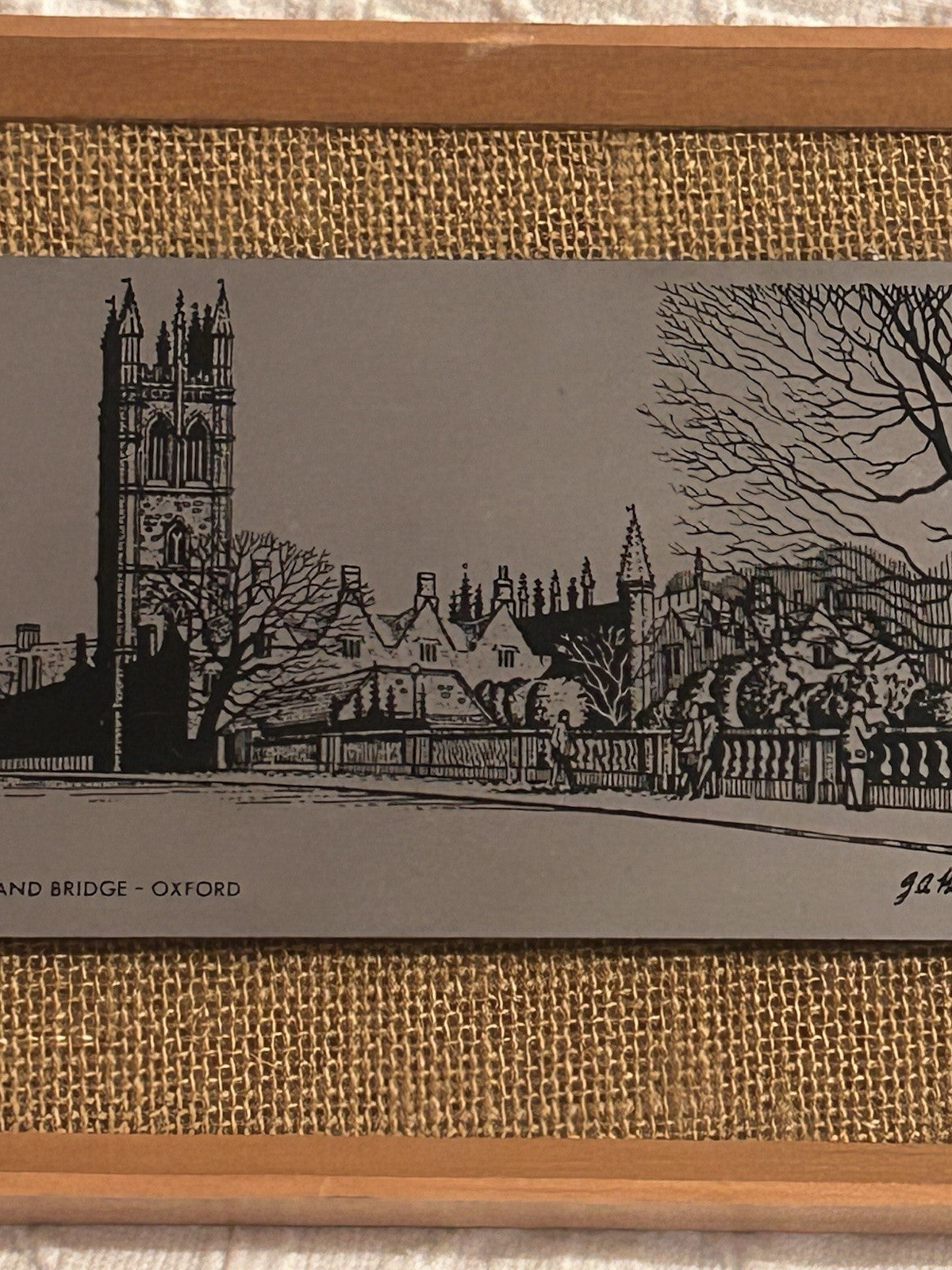 Omichways Oxford Magdalen Tower Stainless Steel Wall Plaque Framed Vintage 