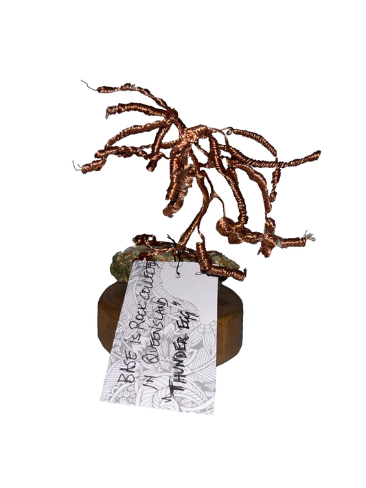Copper Wire Bonsai Sculpture on Thunder Egg Base – Handmade Art Piece
