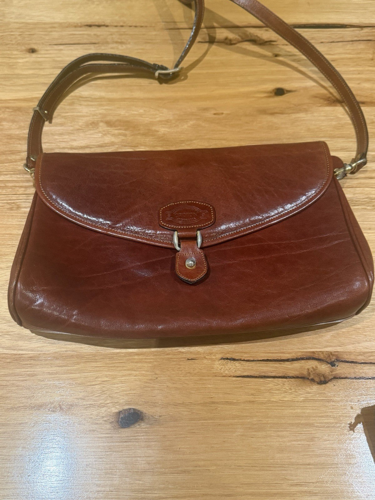 Vintage Oroton Florence Leather Shoulder Bag Brown Made in Australia Handbag