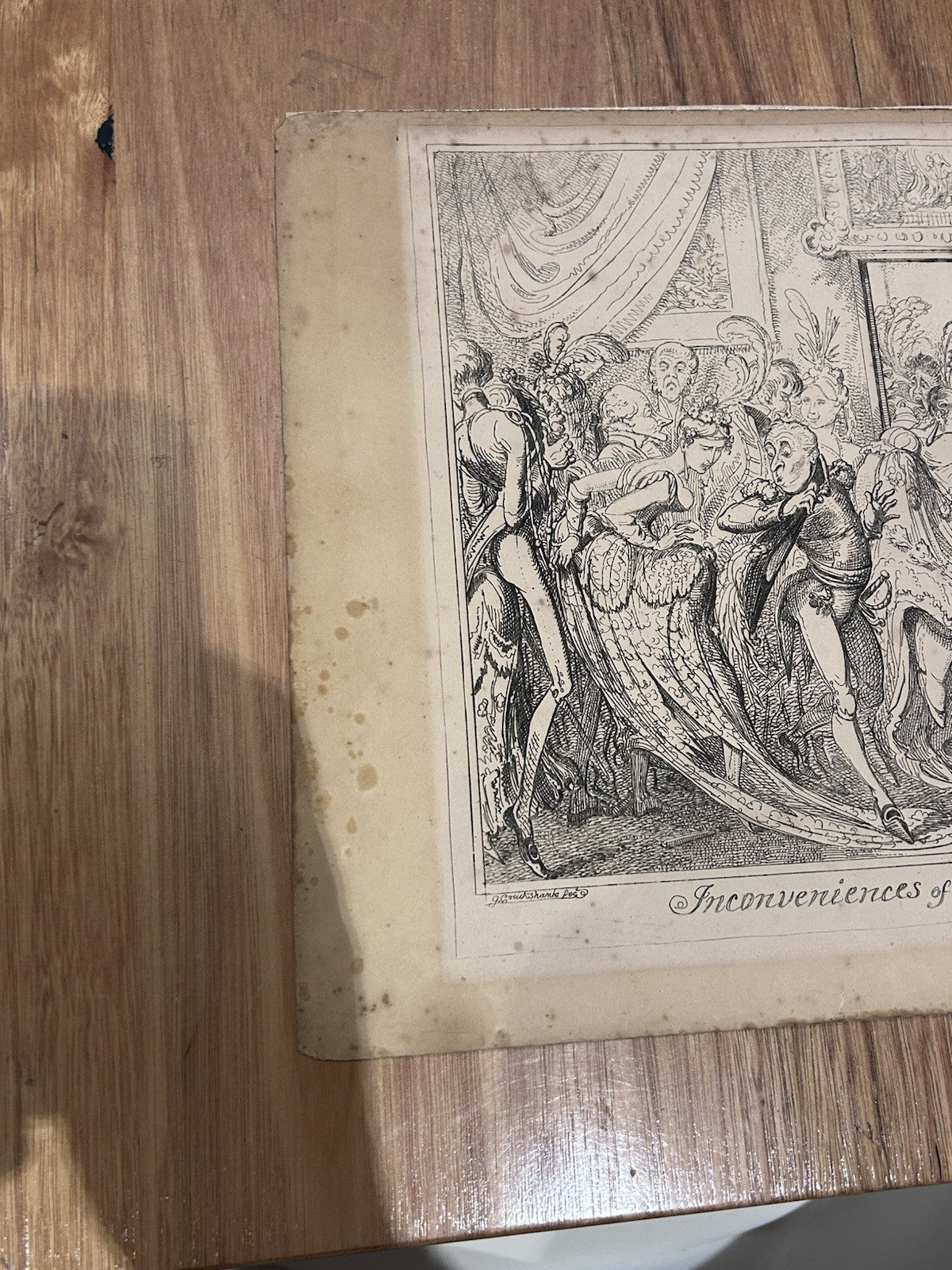 George Cruikshank Etching – “Inconveniences of a Crowded Drawing Room” c.1880s