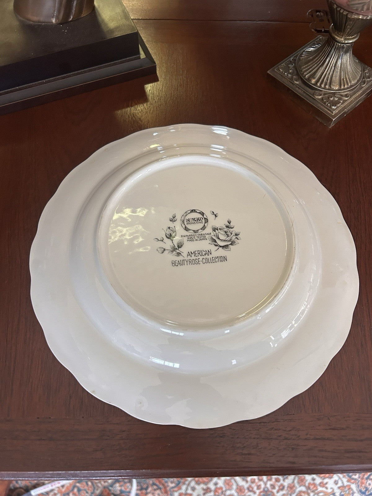 Nikko Ironstone American Beauty Rose Serving Plate Japan 25cm Vintage 