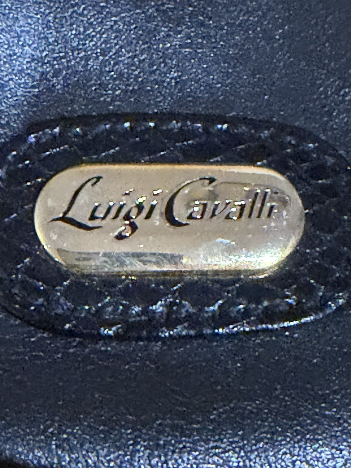 Vintage Luigi Cavalli Black Leather Crossbody Bag Snakeskin Style 1980s 90s