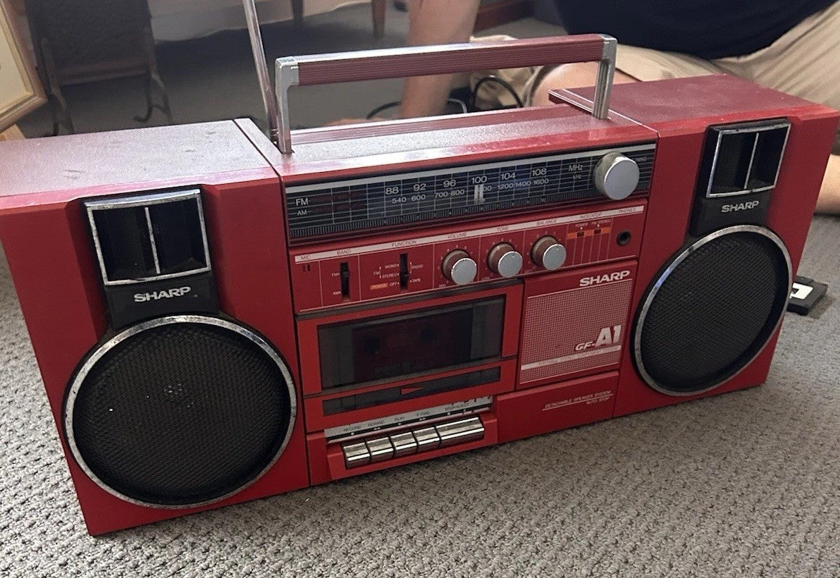 Vintage Sharp GF-A1 Red Boombox Cassette Radio | Tested & Tagged | Read Desc 