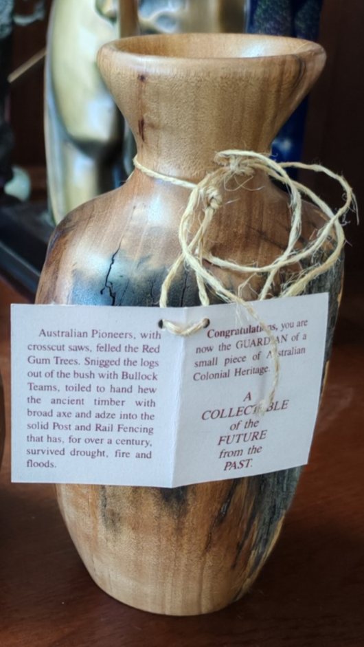 Vintage Australian Turned Timber Vase – Recycled Yellow Stringybark