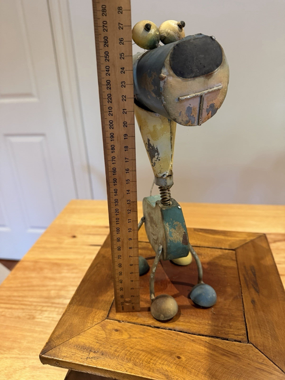 Vintage Scrap Metal Dog Sculpture Folk Art Welded Metal Whimsical 27cm Handmade