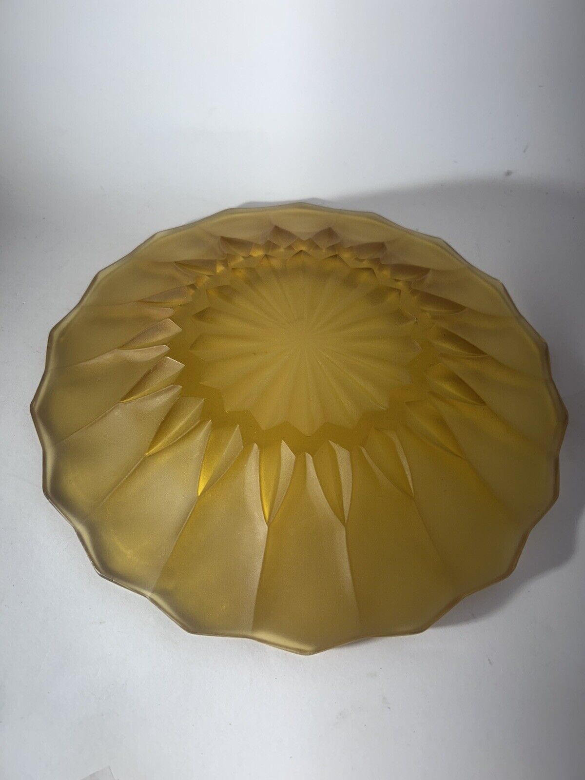 Vintage 23cm Yellow Amber Depression Glass Plate