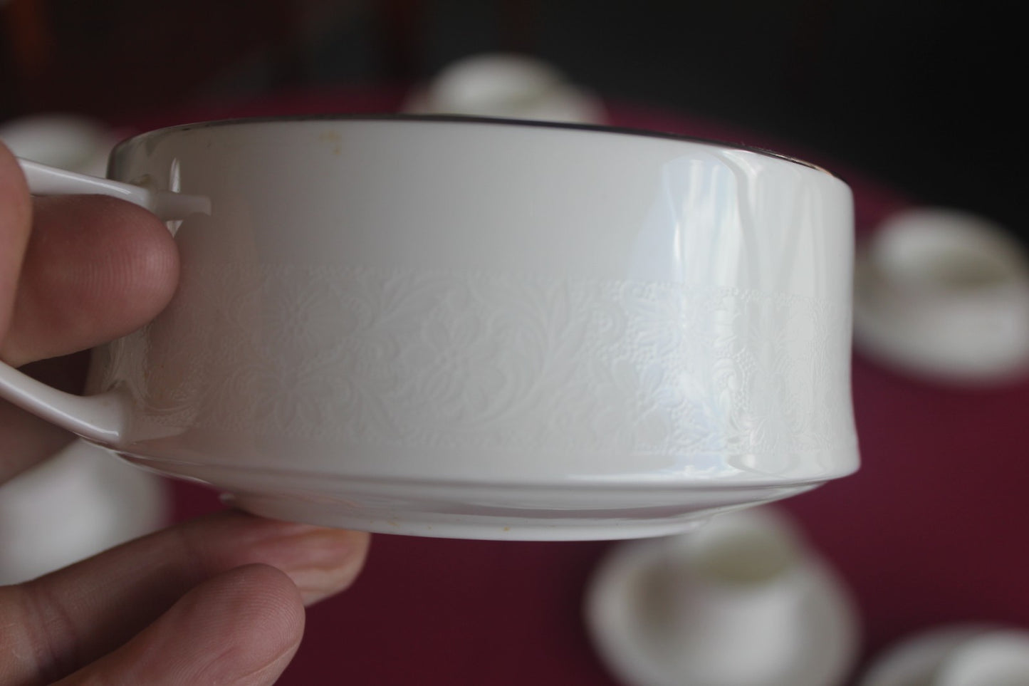 Vintage Mikasa Rochelle Bone China Soup / Bouillon Cup & Saucer Set