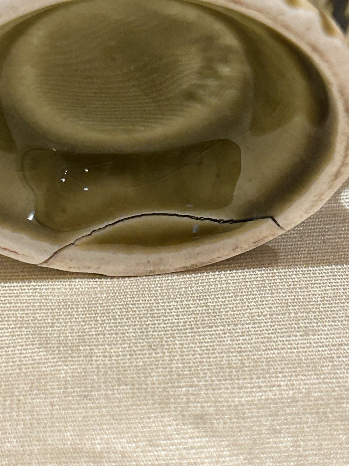 Vintage Japan Olive Green Rope Pattern Teapot & Sugar Bowl Pottery Set