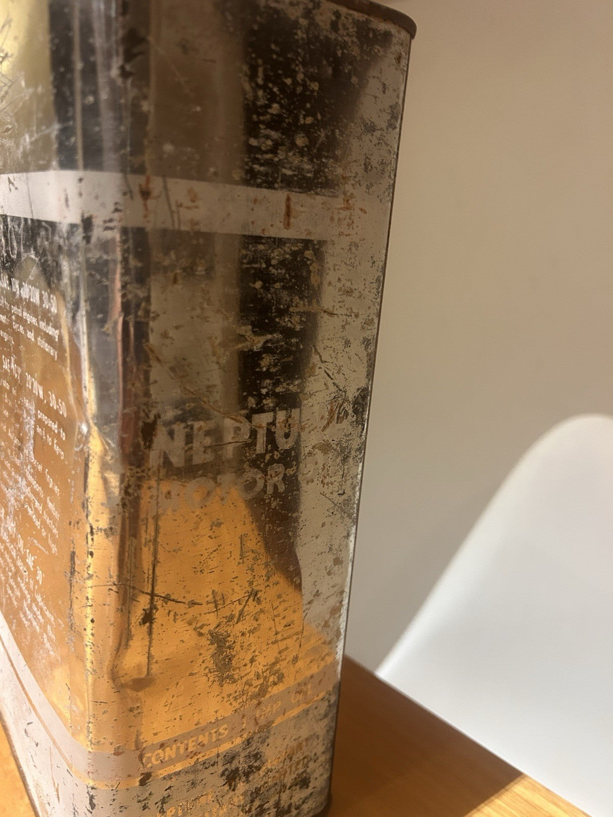 Vintage Neptune Motor Oil Tin Can 1 Gallon Australian Petroliana Collectable