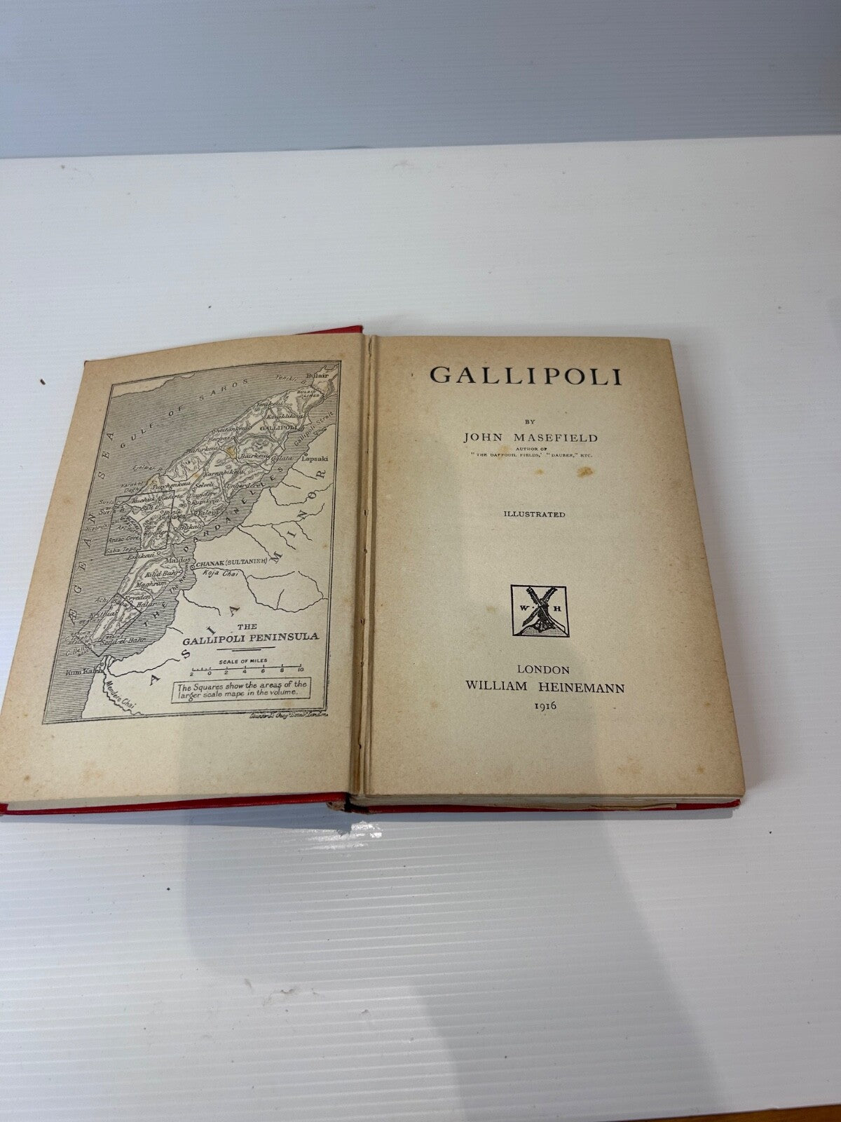 Gallipoli John Masefield 1916 HC 3rd Impression WWI ANZAC Heinemann Book 183pp