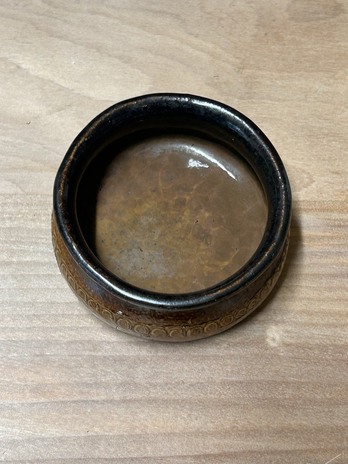 Bendigo Pottery Stoneware Dish 6/82 Handcrafted Epsom Brown Glaze 8cm