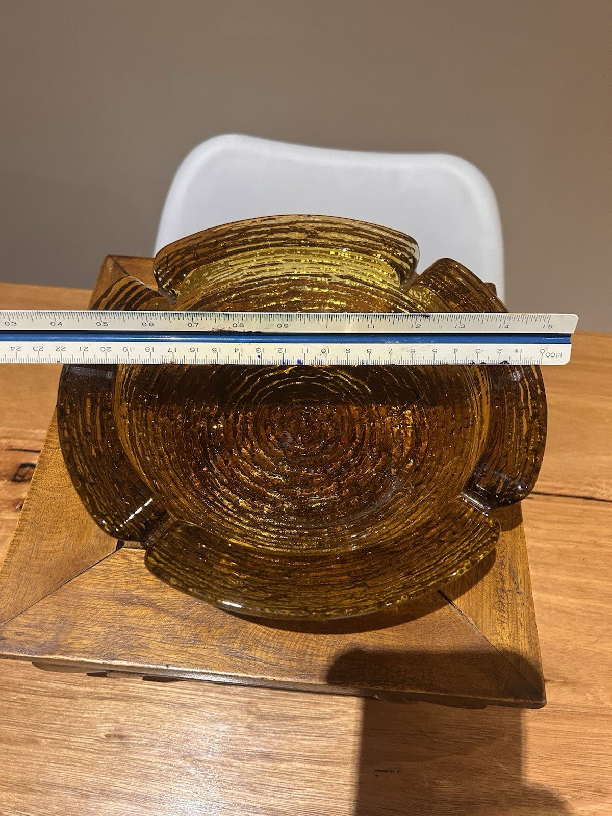 Vintage Anchor Hocking 8.5 Inch Amber Soreno Cigar/Cigarette Ashtray MCM 1960’s