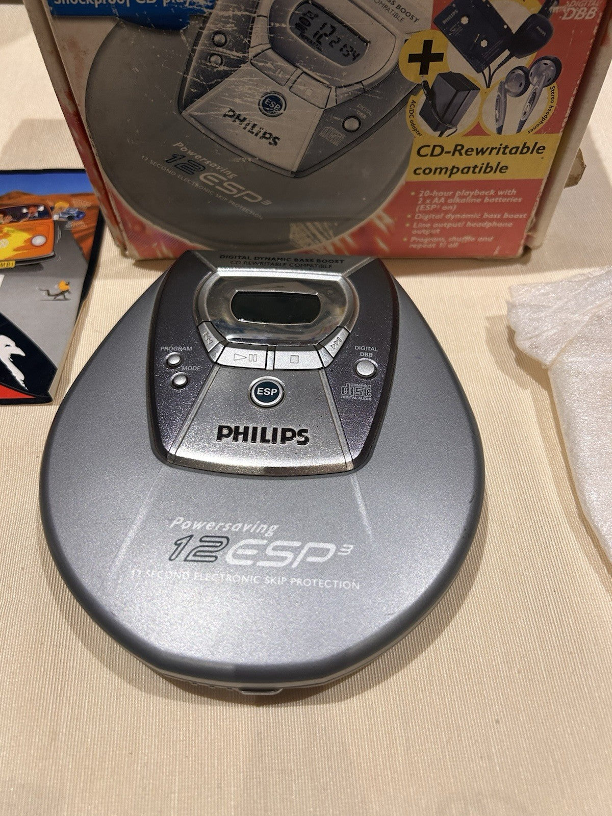 Philips AZ9003 Discman CD Player Boxed ESP 12s Vintage – Not Working