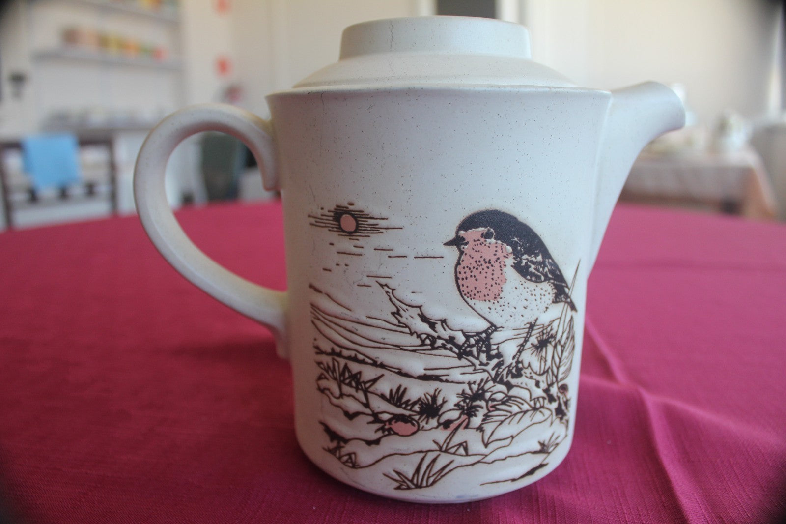 Vintage Ashdale Pottery England Robin Tea Set – Teapot + 4 Mugs – c1981