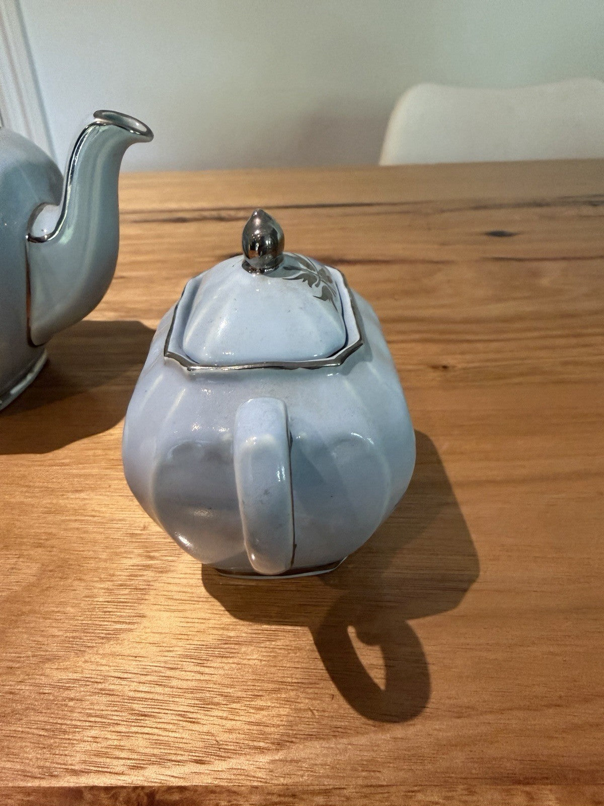 Vintage Sadler 2058 Bluebell Teapot Sugar Bowl Set Silver Trim England
