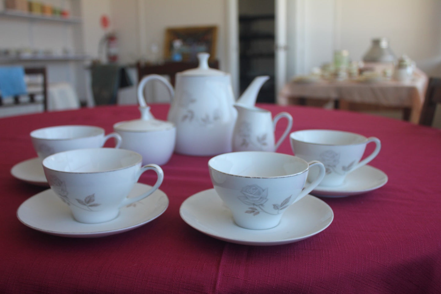 Noritake Rosay Tea Set (10pc) Japanese Vintage Teapot, Cups, & More