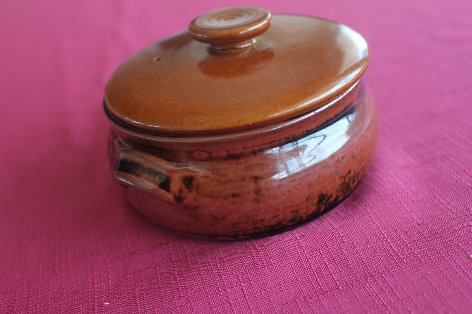Vintage Studio Pottery Lidded Casserole / Covered Dish – Earthy Brown Glaze