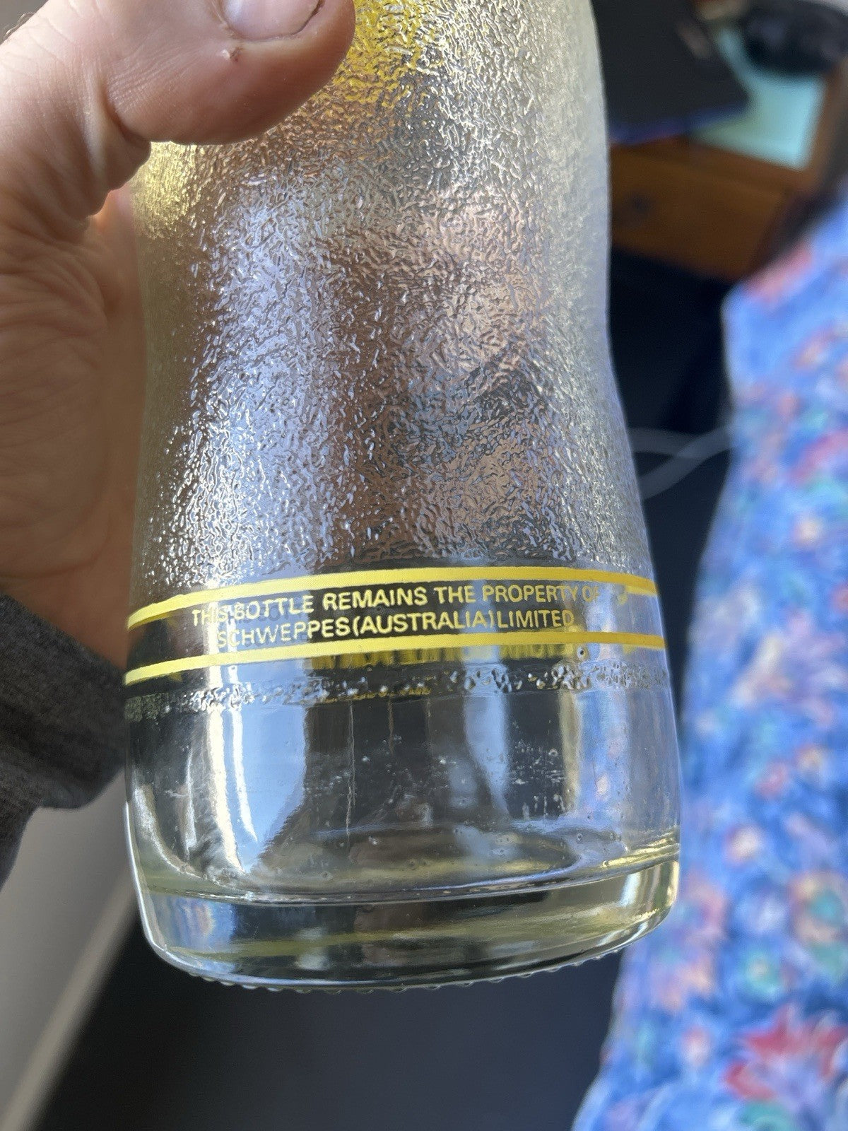 Vintage Schweppes 32oz Glass Bottle Family Size Australian Return Bottle 1960s