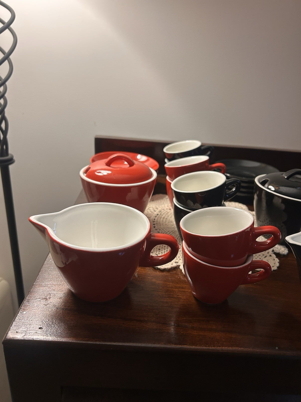 Maxwell & Williams Café Collection Red & Black Coffee/Tea Set 