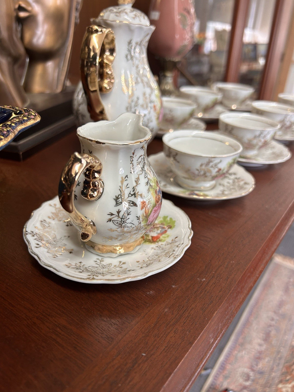 Merry AGC Rosy China Japan Vintage Tea Set 7 Cups Saucers Teapot Sugar