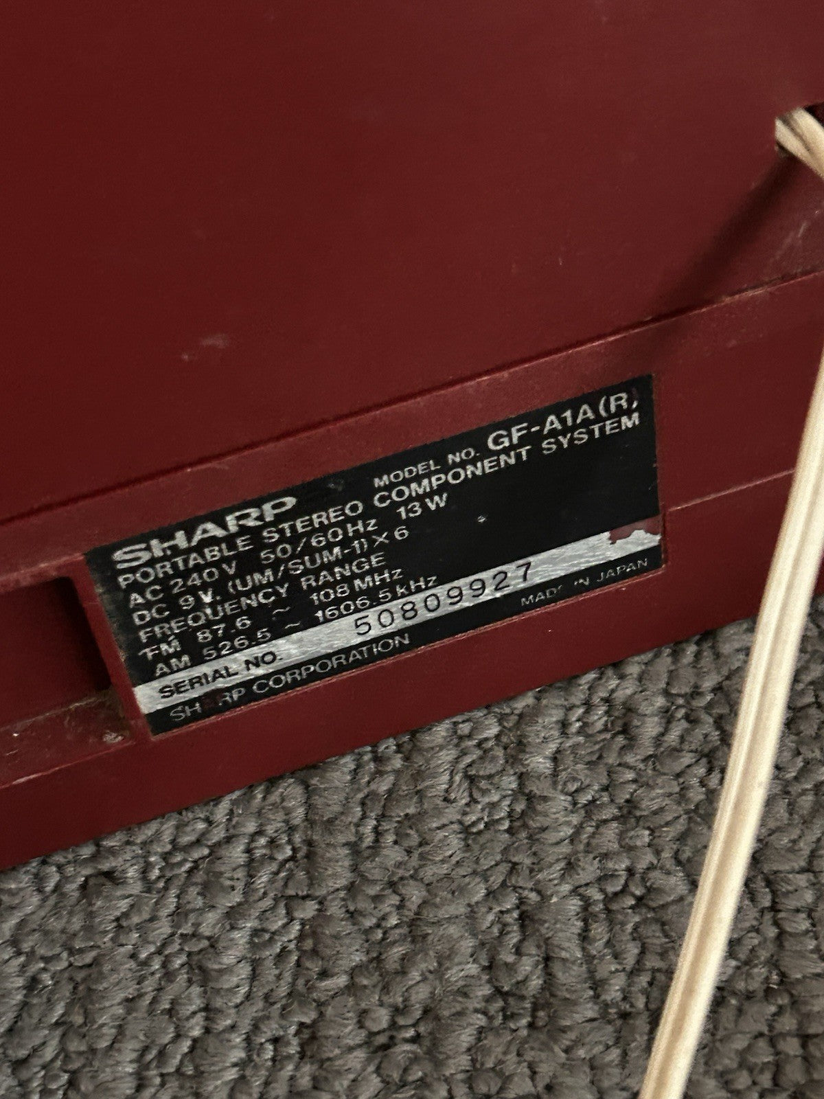 Vintage Sharp GF-A1 Red Boombox Cassette Radio | Tested & Tagged | Read Desc 