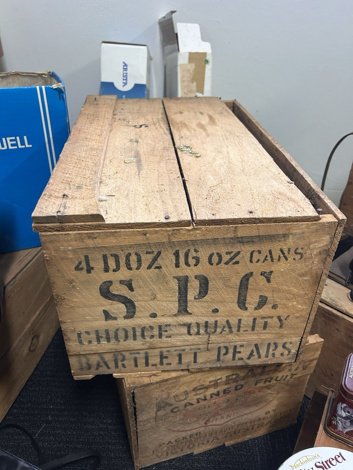 Vintage SPC Australian Canned Fruit Wooden Crate Bartlett Pears Shepparton 