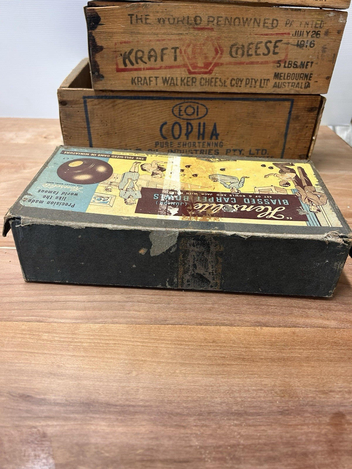 Vintage Henselite Junior Biassed Carpet Bowls Set in Box Melbourne Australia