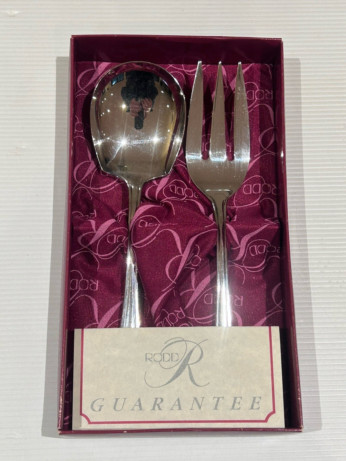 RODD Silver Plate Salad Serving Set Fork & Spoon Boxed c1970s–80s