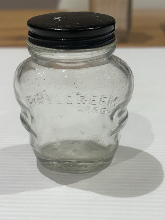 Vintage Brylcreem Glass Jar w/ Lid 1950s UK Men’s Grooming Collectible 6.5cm