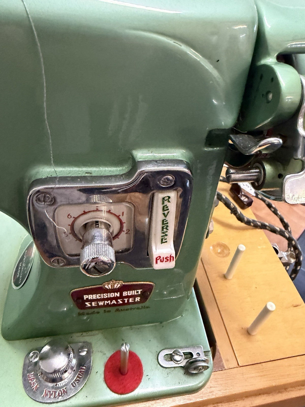 Vintage Pinnock Sewmaster Sewing Machine Mint Green Made Australia Working Case