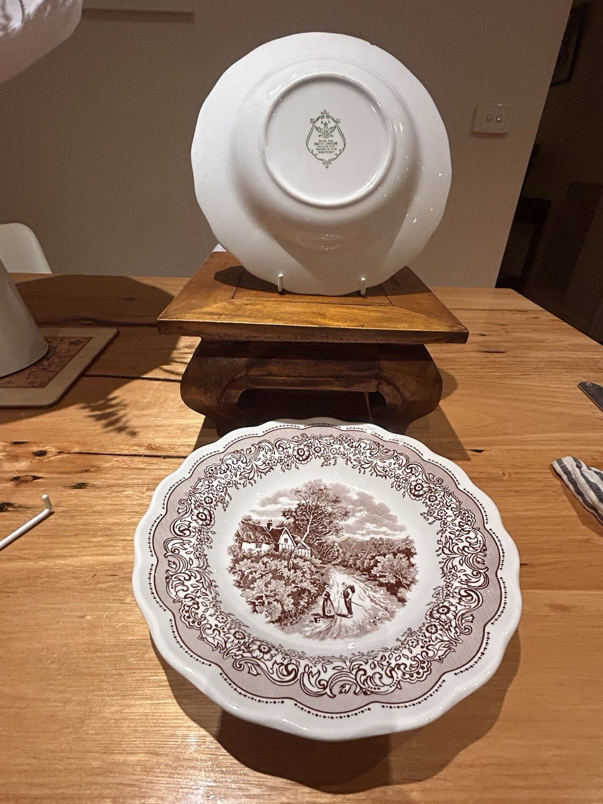 NF Italian Terraglia Forte English Landscape 23cm Bowl Brown Transferware