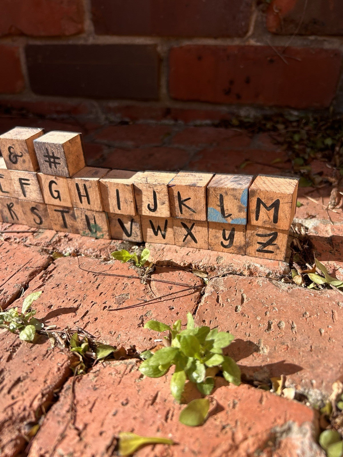 Vintage Wooden Rubber Stamp Alphabet Blocks – Complete A–Z + Symbols 