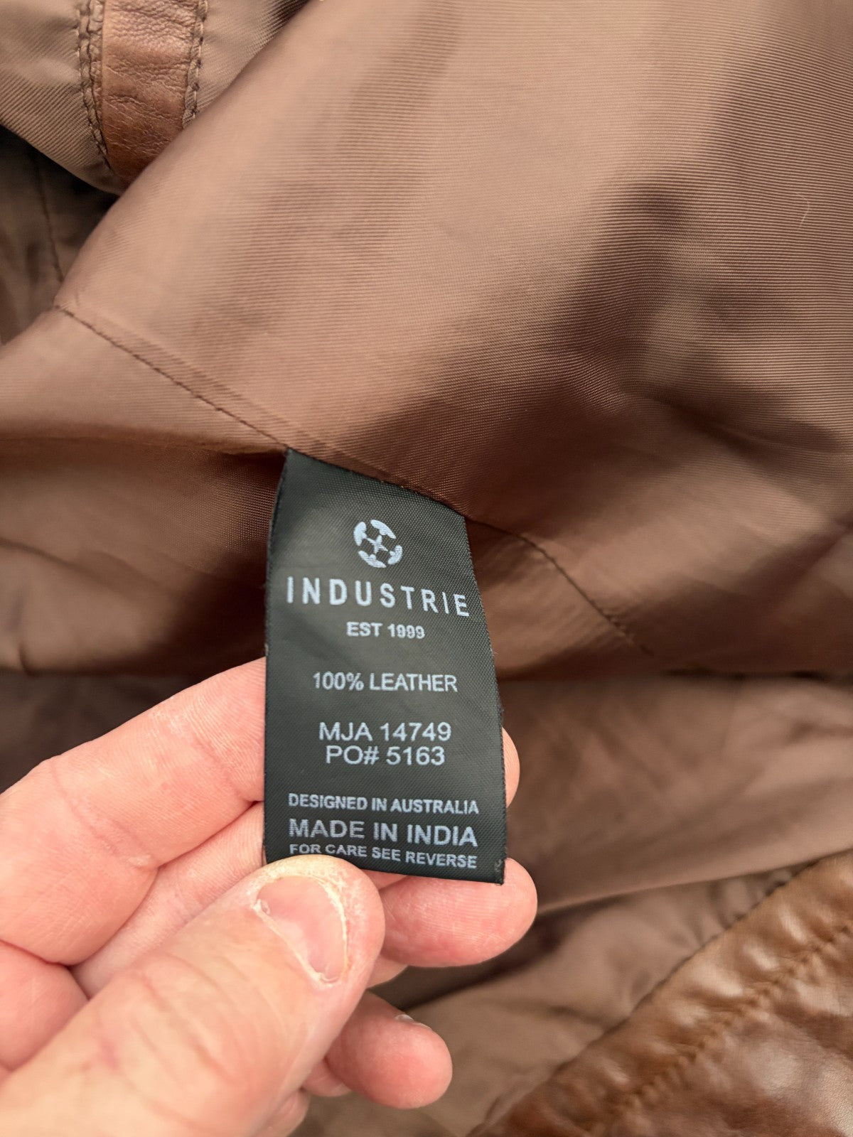 Industrie Genuine Leather Brown Jacket Size L – Australian Designed