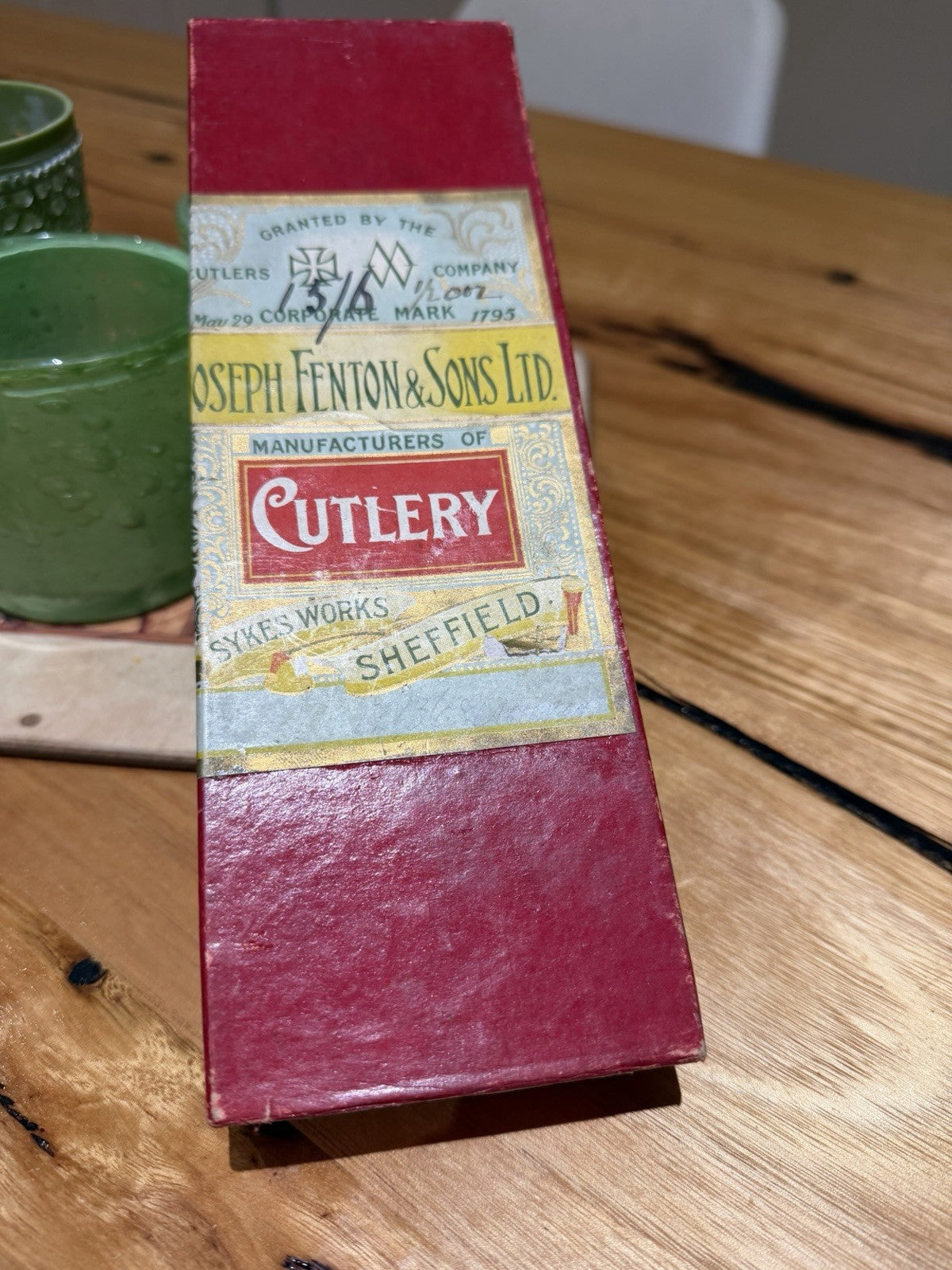 Joseph Fenton Sheffield Vintage 6 Xylonite Table Knives Original Box Circa 1921