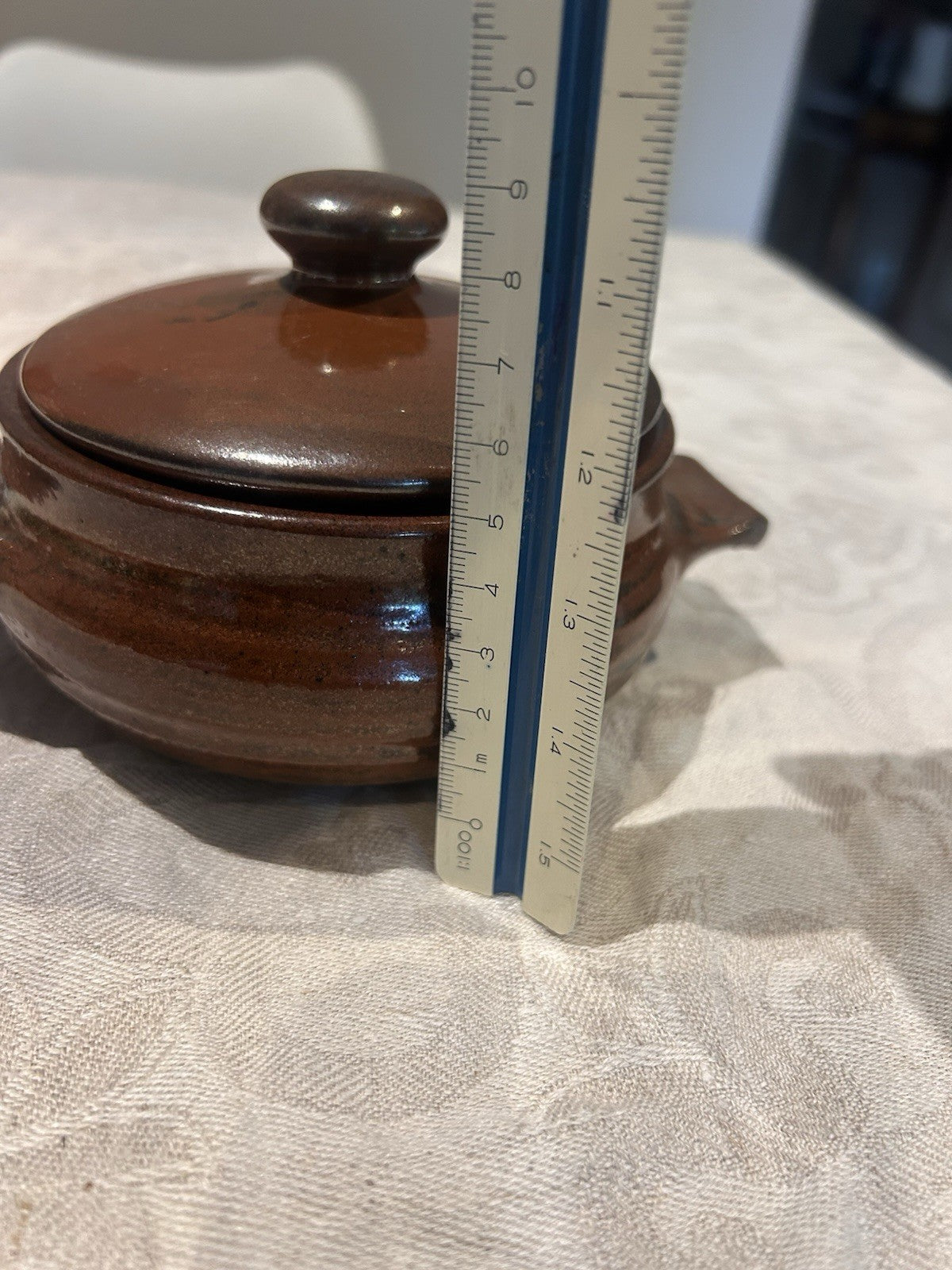 Vintage Australian Studio Pottery Lidded Casserole Dish Brown Glaze Signed