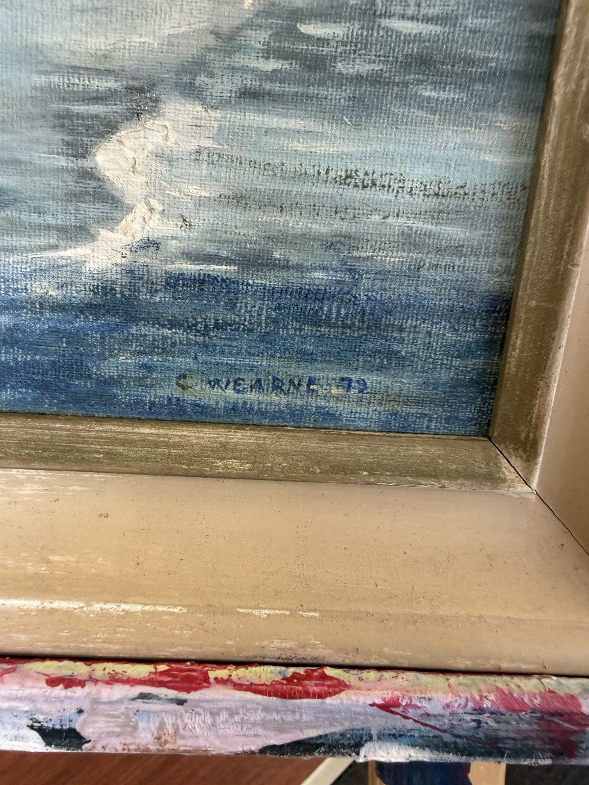 C Wearne 1979 Original Oil Painting Australian Coastal Seascape Vintage Framed