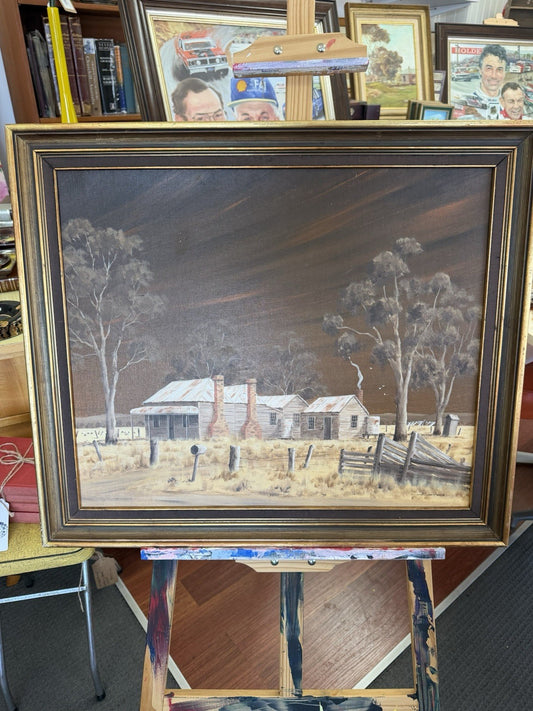 Allan Ames 1977 Original Oil Painting Australian Homestead Listed Artist